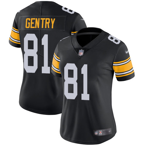 Women Pittsburgh Steelers Football 81 Limited Black Zach Gentry Alternate Vapor Untouchable Nike NFL Jersey